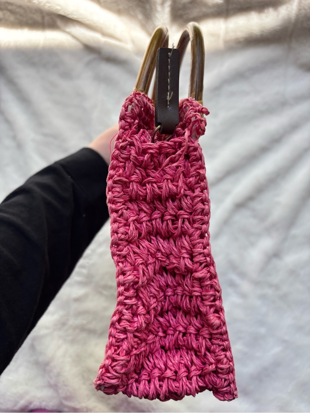 Call It Spring Pink Woven Raffia Top-Handle Bag - Picture 7 of 11
